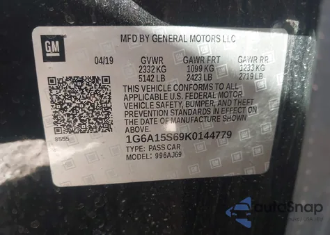 2019 Cadillac Cts-V z USA, uszkodzony, nr VIN 1G6A15S69K0144779